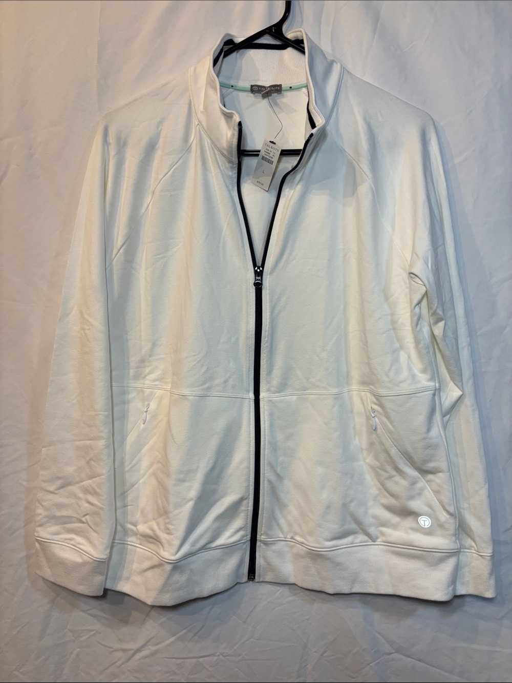 Talbots Women’s Full Zip Jacket Large NWT Navy Athleisure Lightweight